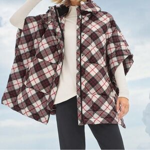 Hooded Quilted Poncho in Plaid